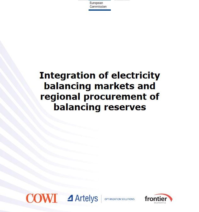Intégration des marchés de l’équilibrage d’électricité et dimensionnement régional des réserves d’équilibrage