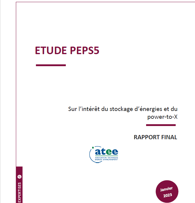Etude PEPS5 sur les stockages d’électricité, de chaleur et de froid et le power-to-gaz en France aux horizons 2030 et 2050