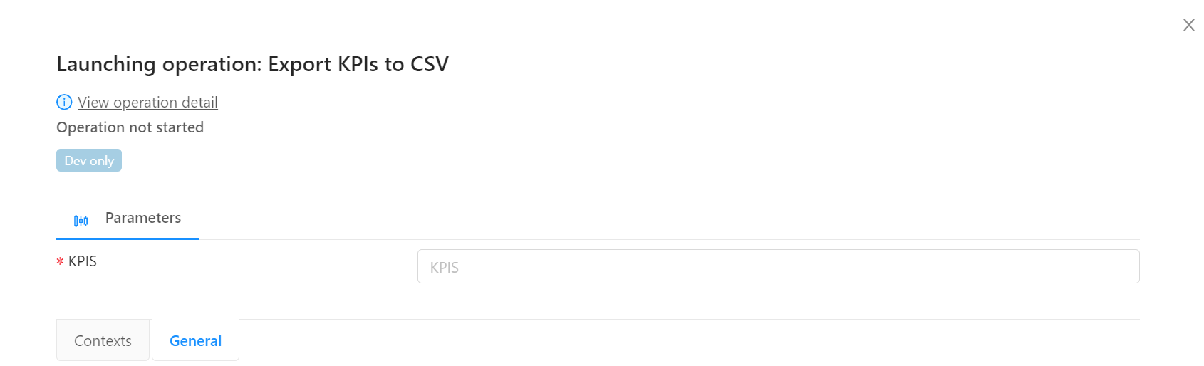 Export KPIs to CSV operation