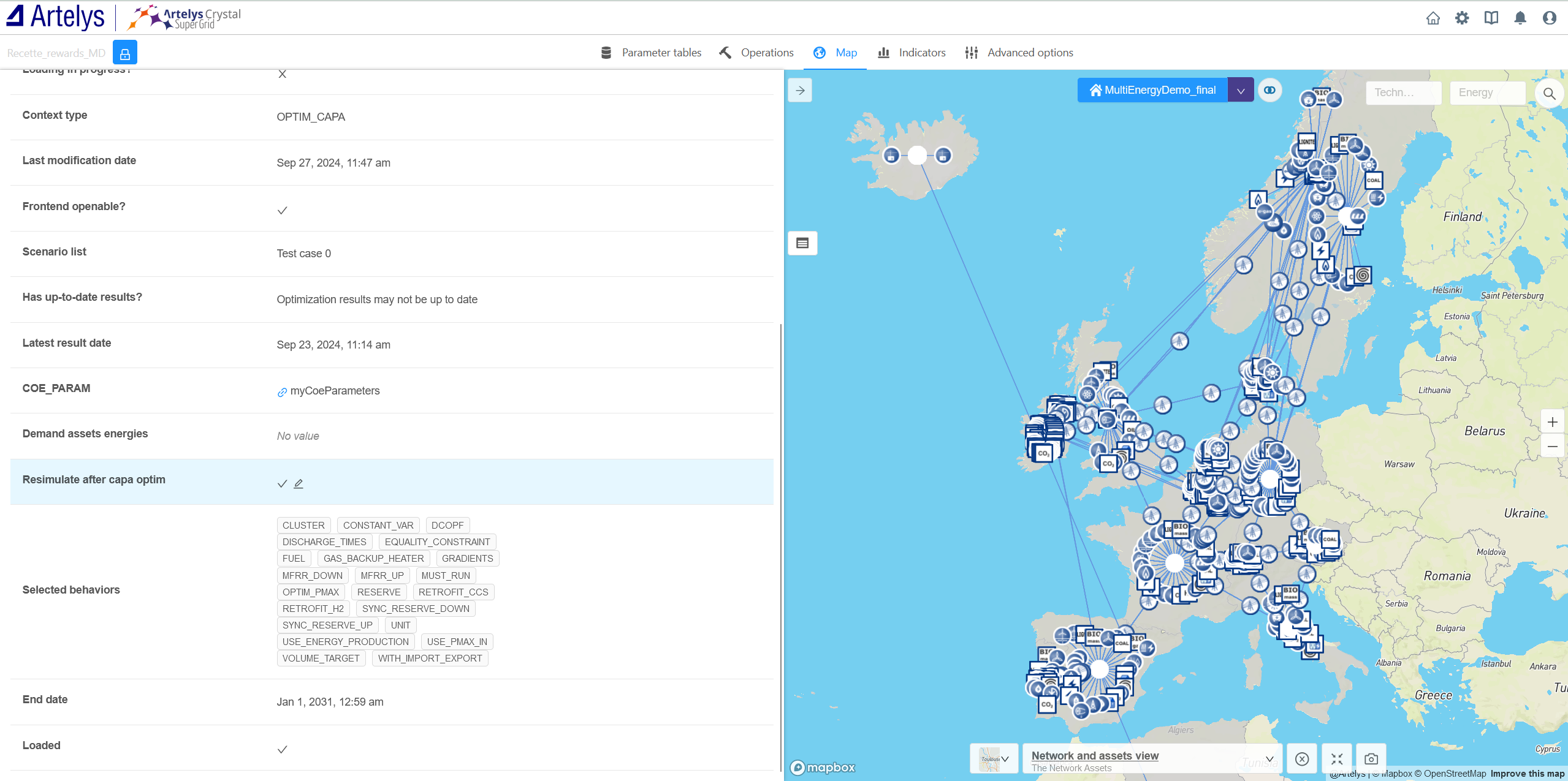 Resimulate after capacity optimization - Map view