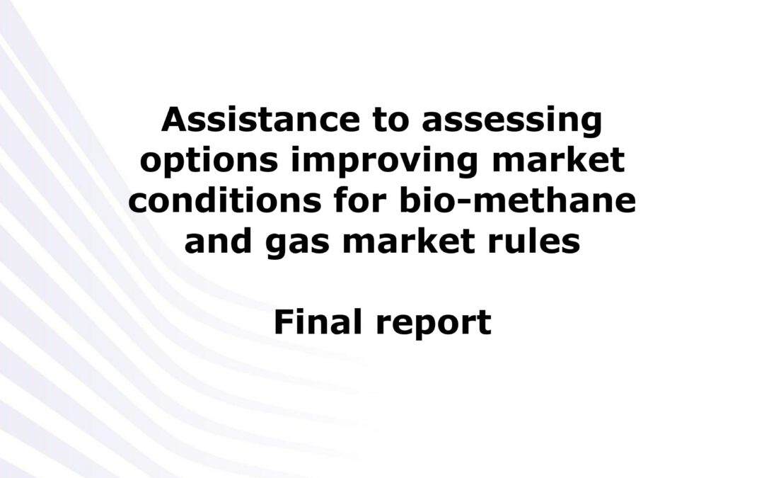 Assistance à l’évaluation des possibilités d’amélioration des conditions du marché du biométhane et des règles du marché du gaz